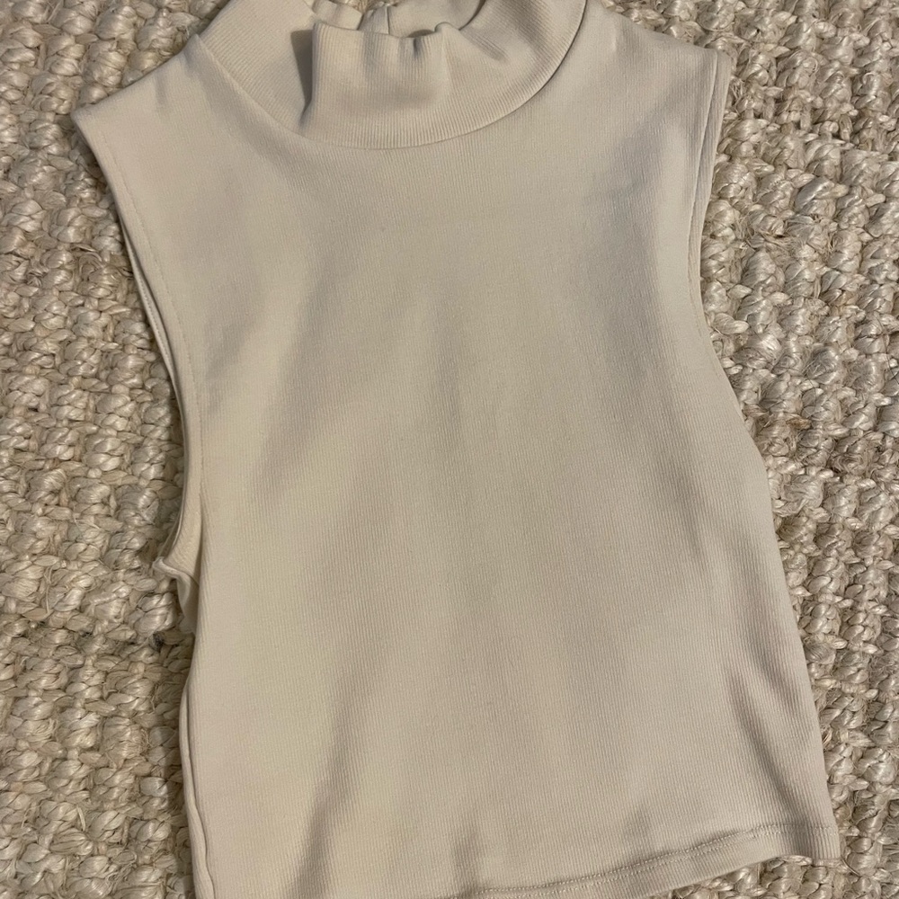 Zara Tan Sleeveless Muscle Tee Fitted